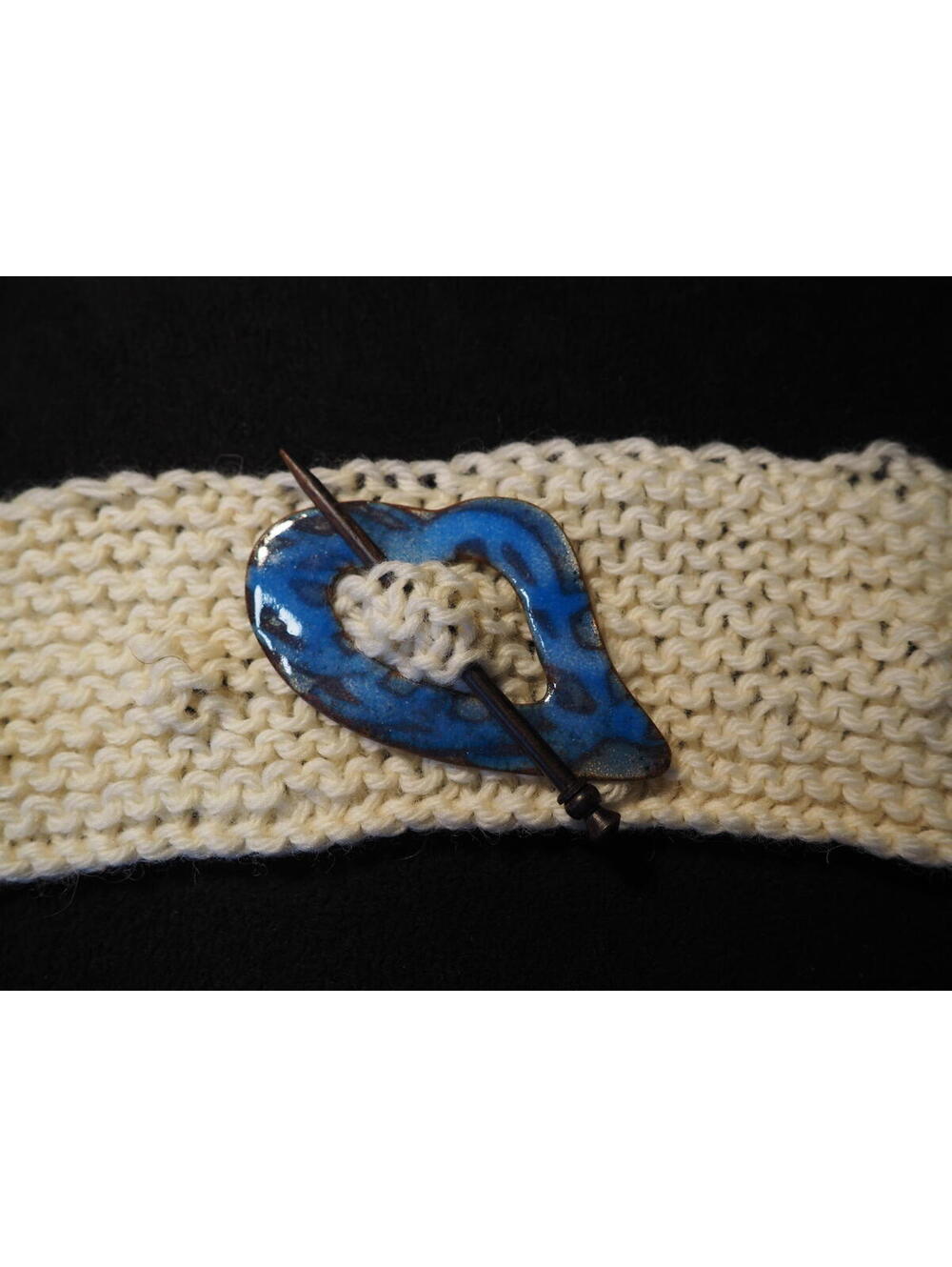 Reversible Blue or Green Enamel Heart Shawl Pin, Unique Knitwear Accessory,